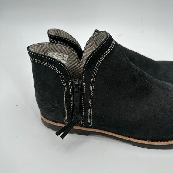 Woolrich Black Suede Wool Lined Zip Lug Booties Outdoor // 10 - Picture 2 of 8